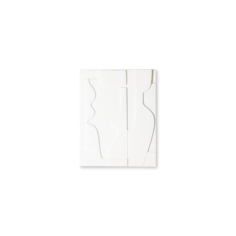 HK-living Pintura arte placa cerámica blanca mate 26,5x23,5x2cm