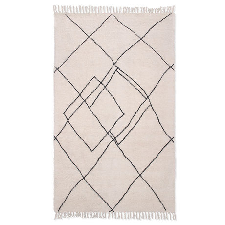 HK-living Tappeto zigzag bianco e nero in cotone intrecciato a mano 150x240cm