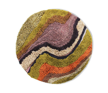 HK-living Tæppe omkring tuftet flerfarvet uldbomuld 150cm