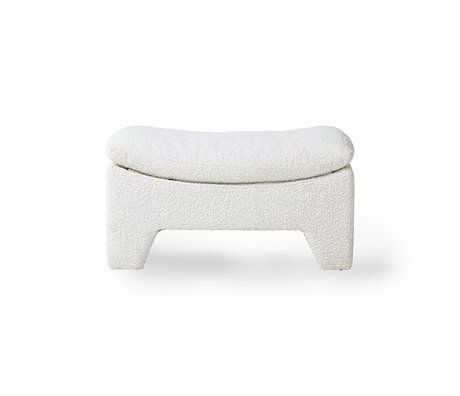 HK-living Sgabello Ottoman Retro Lounge Bloucle Cream 82x51x45cm