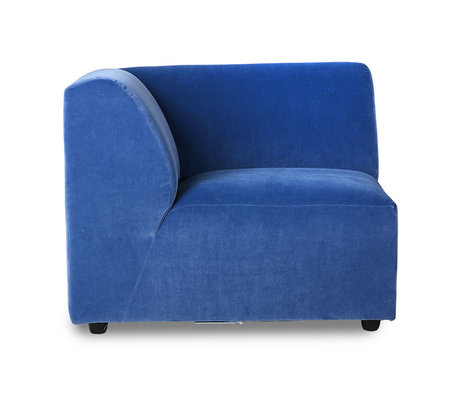 HK-living Sofa Element Jax links blau Royal Samt Textil 95x95x74cm