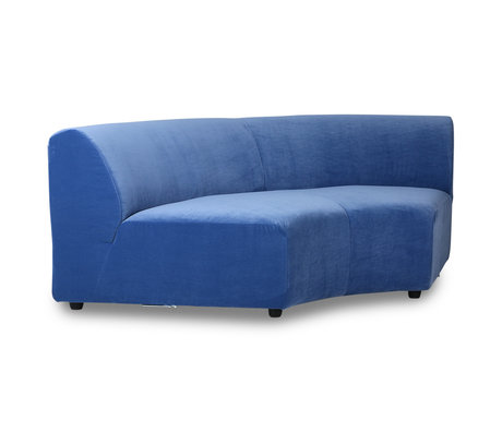 HK-living Divano elemento Jax tondo blu royal velluto tessile 150x95x74cm