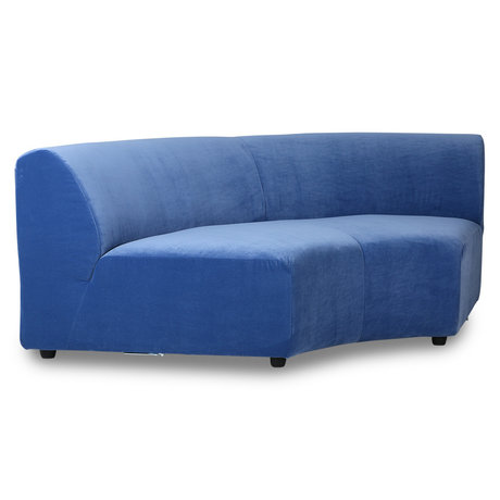 HK-living Sofaelement Jax rund blå kongelig fløjl tekstil 150x95x74cm