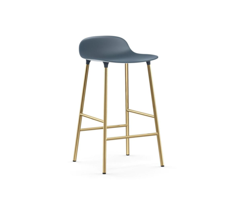 Normann Copenhagen Bar stool form blue gold plastic steel 65cm