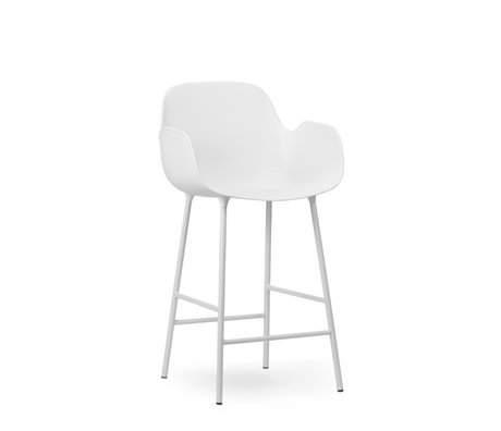 Normann Copenhagen Accoudoirs de tabouret de bar en acier plastique blanc 65cm