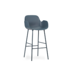Normann Copenhagen Bar stool armrest made of blue plastic steel 65cm