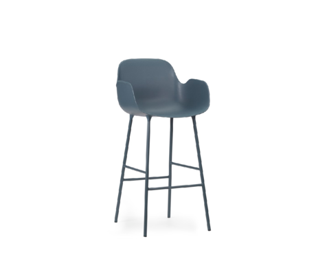 Normann Copenhagen Bar stool armrest made of blue plastic steel 65cm