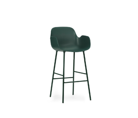 Normann Copenhagen Tabouret de bar accoudoir en acier plastique vert 65cm