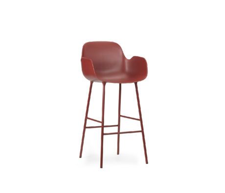 Normann Copenhagen Tabouret de bar accoudoir en acier plastique rouge 65cm