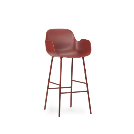 Normann Copenhagen Bar stool armrest made of red plastic steel 65cm