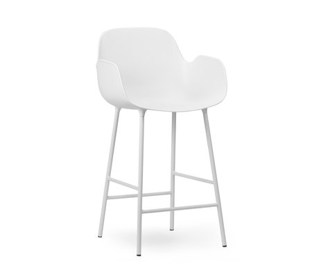 Normann Copenhagen Taburete de bar reposabrazos fabricado en acero plastico blanco 75cm