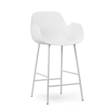 Normann Copenhagen Taburete de bar reposabrazos fabricado en acero plastico blanco 75cm