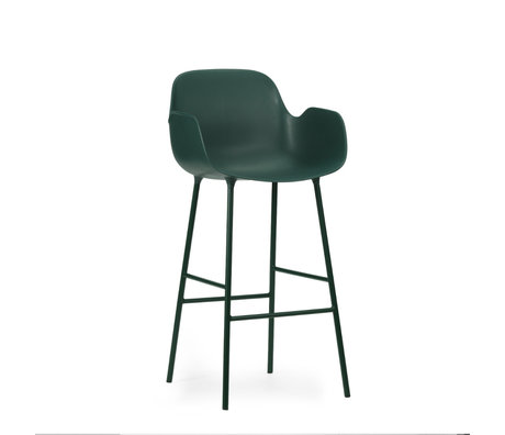 Normann Copenhagen Bar stool armrest made of green plastic steel 75cm