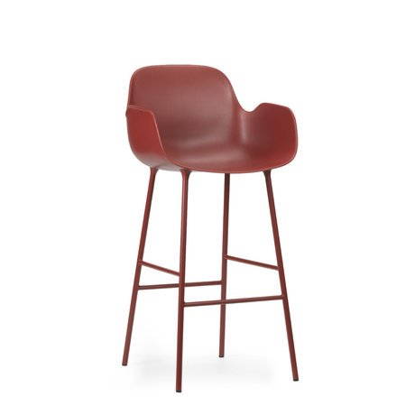 Normann Copenhagen Bracciolo per sgabello da bar in acciaio plastico rosso 75 cm