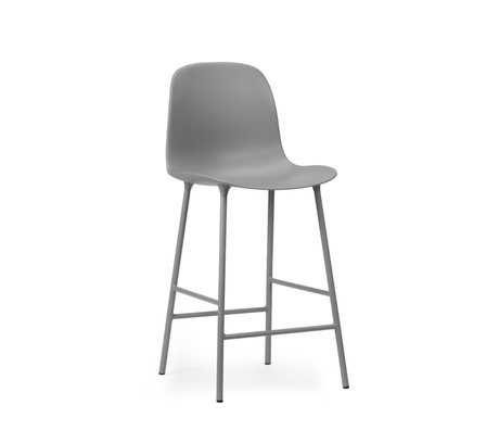 Normann Copenhagen Bar stool with backrest in gray plastic steel 65cm
