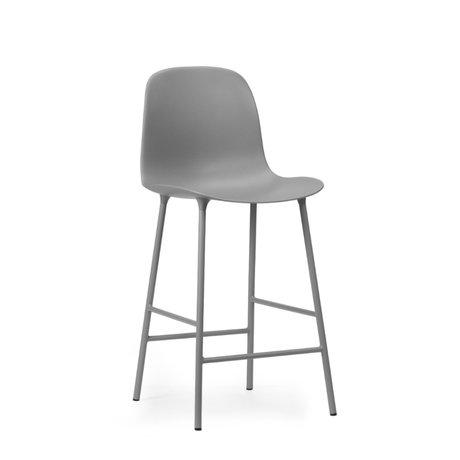 Normann Copenhagen Bar stool with backrest in gray plastic steel 65cm