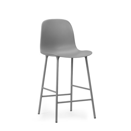 Normann Copenhagen Taburete de bar con respaldo en acero plastico gris 65cm