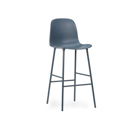 Normann Copenhagen Bar stool backrest in blue plastic steel 65cm