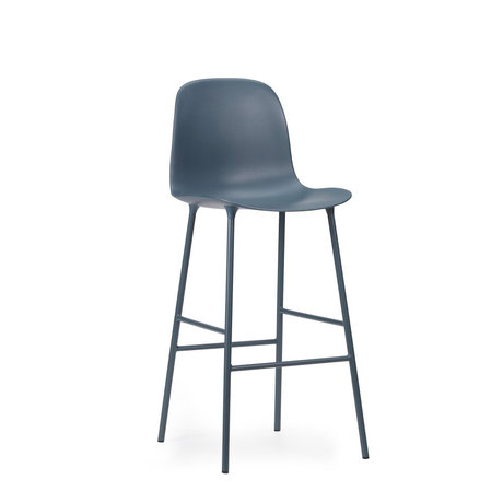 Normann Copenhagen Schienale sgabello da bar in acciaio plastica blu 65cm