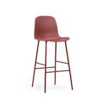 Barstol med ryglæn af rødt plaststål 65cm