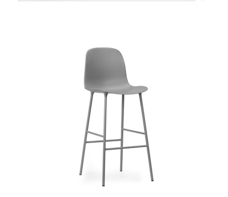 Normann Copenhagen Bar stool with backrest in gray plastic steel 75cm