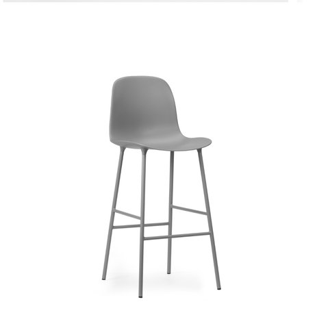 Normann Copenhagen Barhocker Rückenlehne aus grauem Kunststoff Stahl 75cm