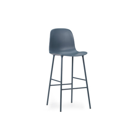 Normann Copenhagen Barhocker Rückenlehne aus blauem Kunststoff Stahl 75cm