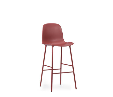 Normann Copenhagen Sgabello da bar con schienale in acciaio plastico rosso 75cm