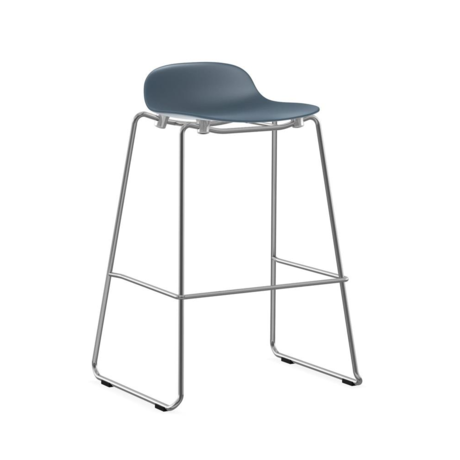 Tabouret de bar empilable plastique bleu chrome 75cm