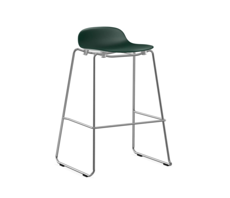 Bar stool stack form green plastic chrome 75cm