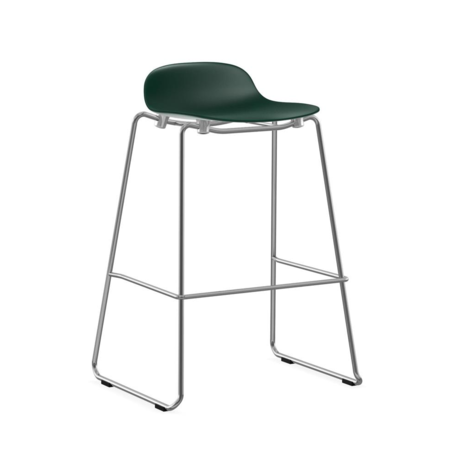 Tabouret de bar empilé forme plastique vert chrome 75cm