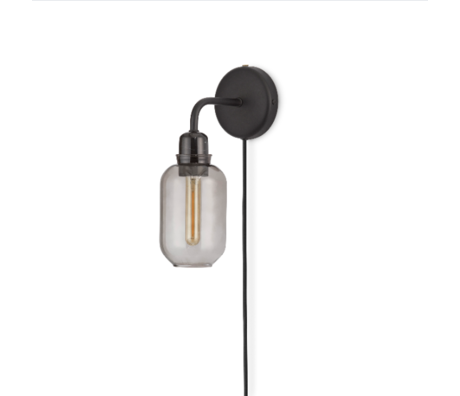 Normann Copenhagen Wandleuchte Amp schwarz Rauch pulverbeschichtetes Metallglas 30,5x11x17cm
