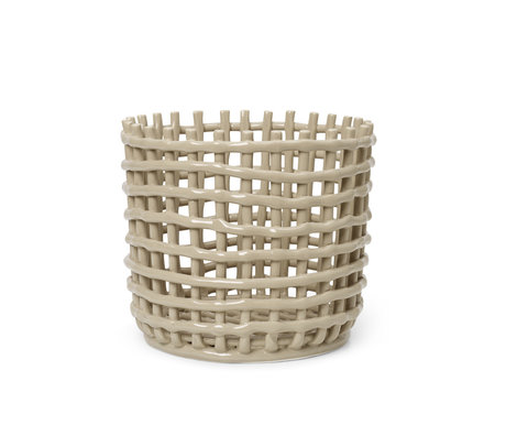 Ferm Living Cesto portaoggetti Grande ceramica ceramica smaltata cashmere ø23,5x21cm