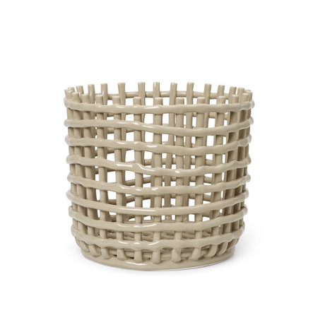 Ferm Living Cesto portaoggetti Grande ceramica ceramica smaltata cashmere ø23,5x21cm