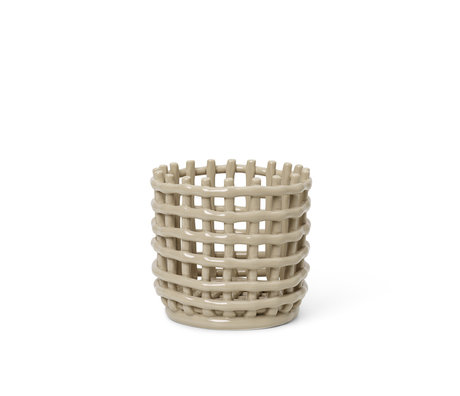 Ferm Living Cesto portaoggetti Piccola ceramica ceramica smaltata cashmere ø16x14,5 cm