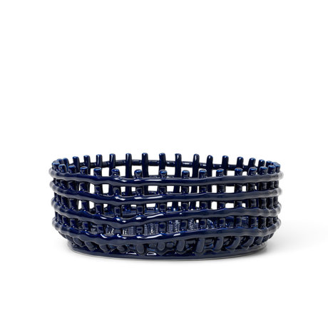 Ferm Living Bol en céramique centre de table Céramique émaillée bleue ø29x10cm