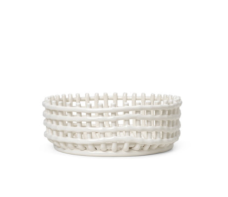 Ferm Living Centro de mesa Bowl Ceramic de cerámica blanca esmaltada ø29x10cm