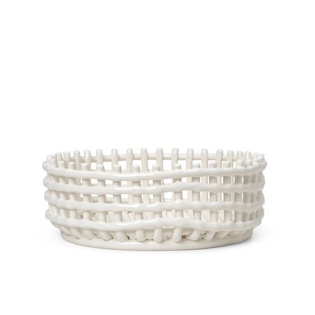 Ferm Living Centro de mesa Bowl Ceramic de cerámica blanca esmaltada ø29x10cm