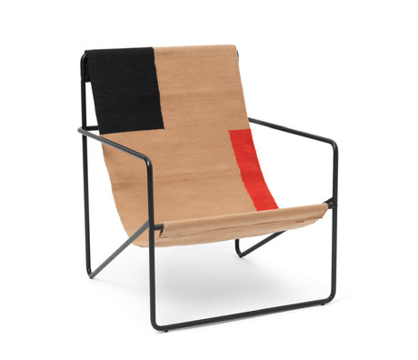 Ferm Living Lounge Chair Desert Block Sort Sand Stål Tekstil 63x66x77,5cm