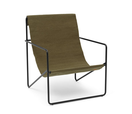 Ferm Living Fauteuil Lounge Desert Noir Vert Acier Textile 63x66x77.5cm