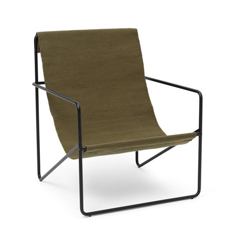 Ferm Living Fauteuil Lounge Desert Noir Vert Acier Textile 63x66x77.5cm