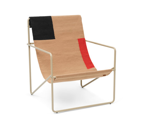 Ferm Living Lounge stol ørkenblok kashmir sand stål tekstil 63x66x77,5cm
