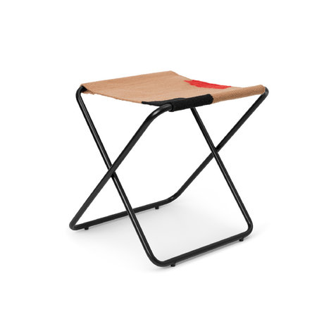 Ferm Living Sgabello Desert Block Nero Sabbia Acciaio Tessuto 41,2 x 41,6 x 41,4 cm