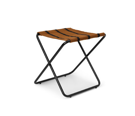 Ferm Living Hocker Wüstenstreifen Schwarz Mehrfarbiges Stahltextil 41,2 x 41,6 x 41,4 cm