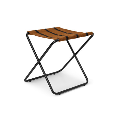 Ferm Living Stool Desert Stripes Black Multicolored Steel Textile 41.2 x 41.6 x 41.4 cm