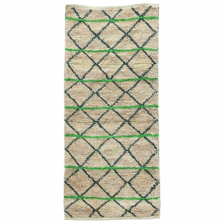 Housedoctor Rug Green Geometry green black beige burlap 90x200cm