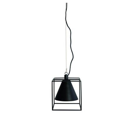 Housedoctor Lámpara colgante Kubix negro blanco 18x18 cm de metal, h18 cm
