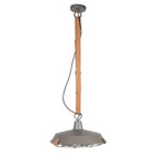 Zuiver Pont 40 métal gris lumière pendante cuir marron Ø40x18cm