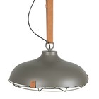 Zuiver Deck 51 gray metal pendant light brown leather Ø51x22cm