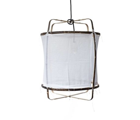 Ay Illuminate Colgante de bambú con tapa ø42x57cm algodón blanco